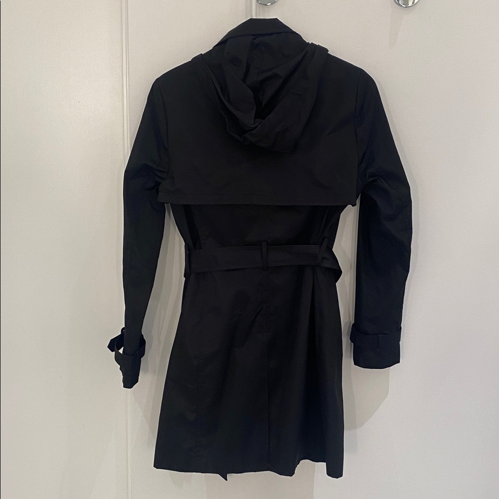 EUC Calvin Klein Water Resistant Trench Coat Black Size 2 - Picture 2 of 9
